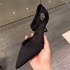 Women's Black Satin Toe Closed Buckle High Heels Shoes