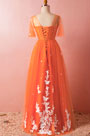 Orange kurzen Ärmeln Tüll Abendkleid Abendkleid