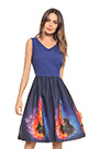 V-cut Printed Day Dress Cotalk Dress