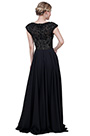 New Black V-Cut Beaded Cap Sleeves Party Evening Dress