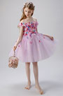Dream Pink Off Shoulder Flower Girl Dress