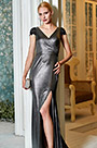 Neu V-Ausschnitt Hoch Schitz Party Abendkleid