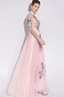 High Neck Pink/Grey Evening Dress Formal Wear