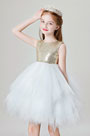 Lovely Gold Sequin Wedding Flower Girl Dress