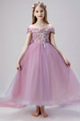 Off Shoulder Children Wedding Flower Girl Dress