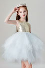 Lovely Gold Sequin Wedding Flower Girl Dress