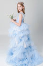 Princess Blue Multi-layer Flower Girl Dress
