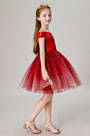 Princess Red Blingbling Flower Girl Dress
