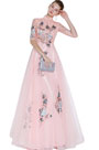 High Neck Pink/Grey Evening Dress Formal Wear