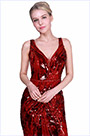 Красное Вечернее Платье с Блестками