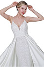 White Sexy V-Cut Sequins Overlay Party Wedding Dress