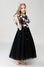 Black Handmande Children Wedding Flower Girl Dress