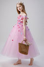 Pink Flower Applique Little Girl Dress