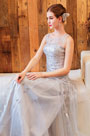 Illusion Neck Embroidery Long Party Prom Dress