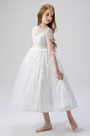 Sheer Top Children Wedding Flower Girl Dress