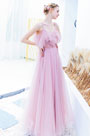 Pink Spaghetti Ruffle  Sequins Prom Party Dress