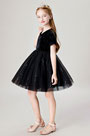 Princess Black Short Wedding Flower Girl Dress