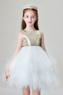 Lovely Gold Sequin Wedding Flower Girl Dress
