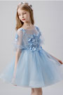 Baby Blue Short Flower Girl Dress