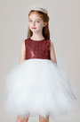 Lovely Bordeaux Sequin Wedding Flower Girl Dress