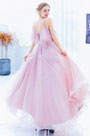 Pink Spaghetti Ruffle  Sequins Prom Party Dress