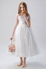 Sheer Top Children Wedding Flower Girl Dress
