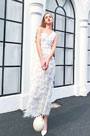 Unique White Feather Lace Evening Party Dress