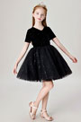 Princess Black Short Wedding Flower Girl Dress