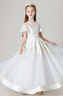 Princess Short Sleeves Flower Girl Dress