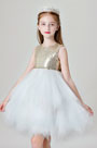 Lovely Gold Sequin Wedding Flower Girl Dress