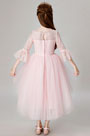 Rosa Spitze & Tüll Blumenmädchen Kleid
