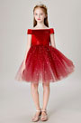 Princess Red Blingbling Flower Girl Dress