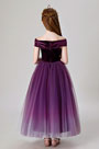 Purple Off Shoulder Wedding Flower Girl Dress