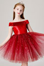 Princess Red Blingbling Flower Girl Dress