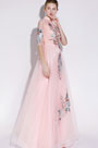 High Neck Pink/Grey Evening Dress Formal Wear