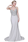 New Grey Beaded Top Sweetheart Party Evening Dress