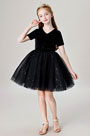 Princess Black Short Wedding Flower Girl Dress