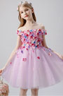 Dream Pink Off Shoulder Flower Girl Dress