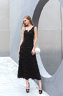 Unique Black Feather Lace Evening Party Dress