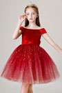 Princess Red Blingbling Flower Girl Dress