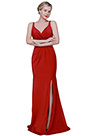 Neu Rot V-Schnit Schlitz elegantes Party Abendkleid