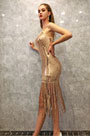 Sequin Spaghetti Gold Party Cocktail Evening Dress