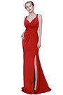 Neu Rot V-Schnit Schlitz elegantes Party Abendkleid