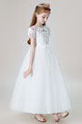 Kurzen Ärmeln Kinder Hochzeit Blumenmädchen Kleid