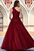 Neuest Weinrot Ein Schulter Ball Party Abendkleid
