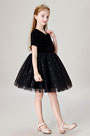 Princess Black Short Wedding Flower Girl Dress