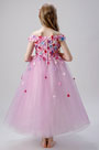 Pink Flower Applique Little Girl Dress