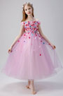 Pink Flower Applique Little Girl Dress