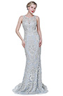 New Blue Unique Lace Applique Party Evening Dress