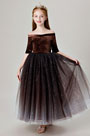 Shiny Off Shoulder Children Wedding Flower Girl Dress